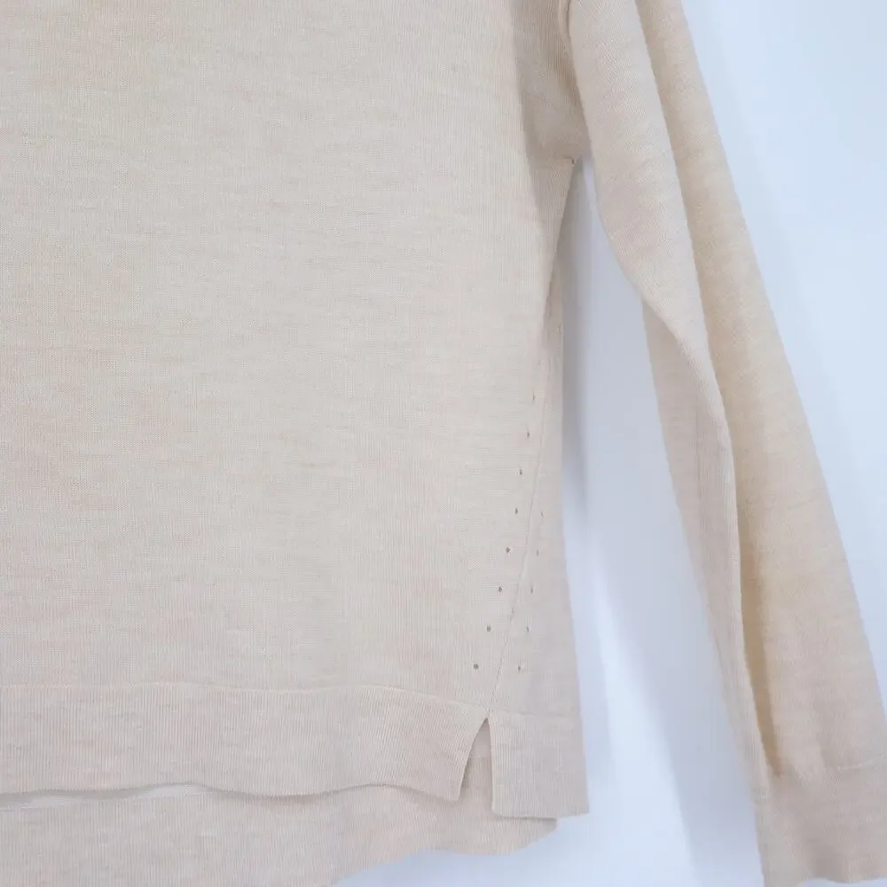 J. CREW Lightweight Wool Sweater Beige Pullover Crewneck Long Sleeve Women's L